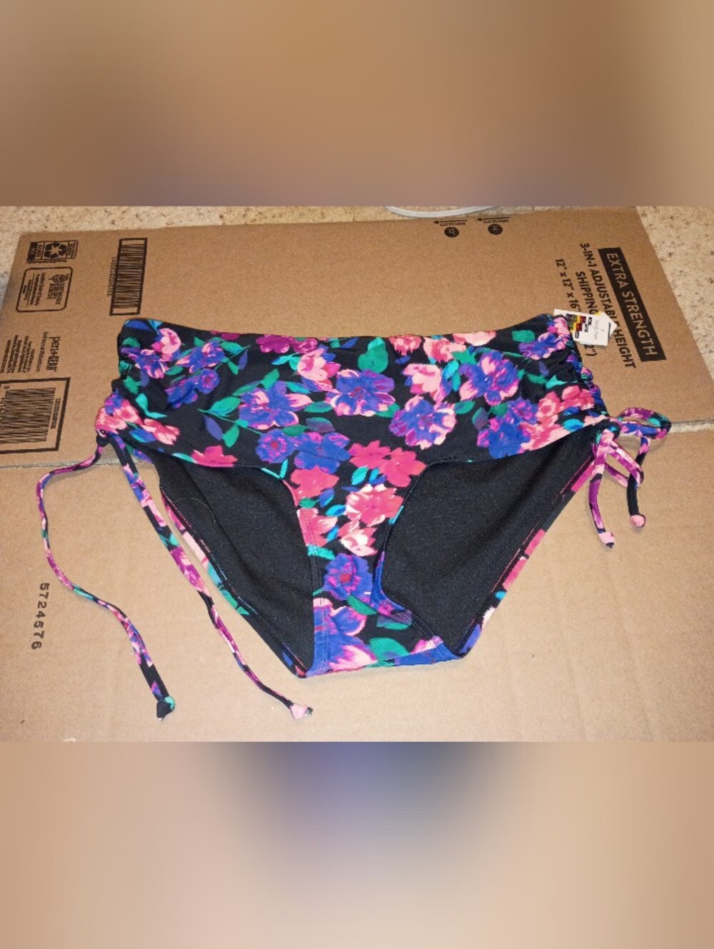 NWT Time And Tru Floral Tie Sides Mid-Rise Bikini Bottoms 1X